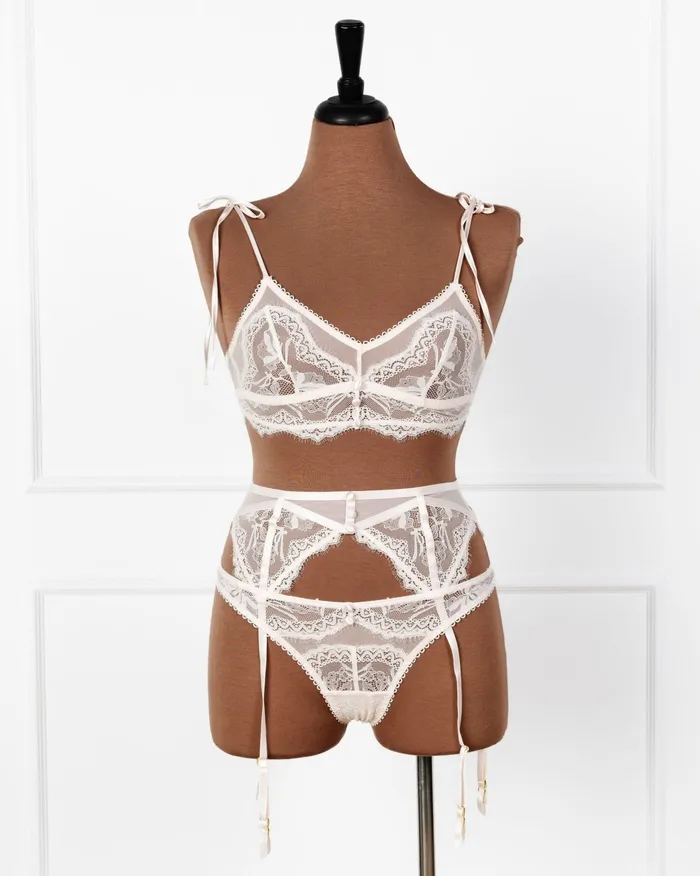 Mentionables Female Sex Toys Lace Mesh Button Panty Champagne