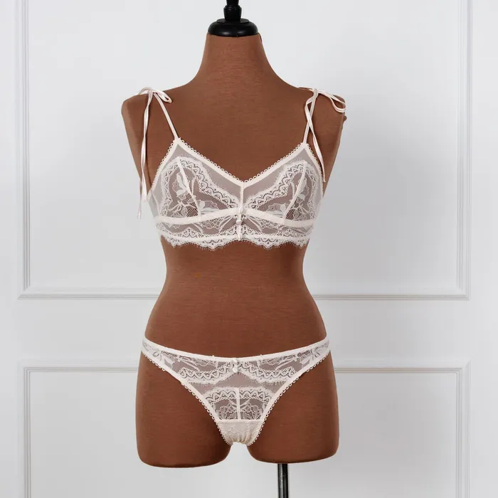 Mentionables Female Sex Toys Lace Mesh Button Panty Champagne
