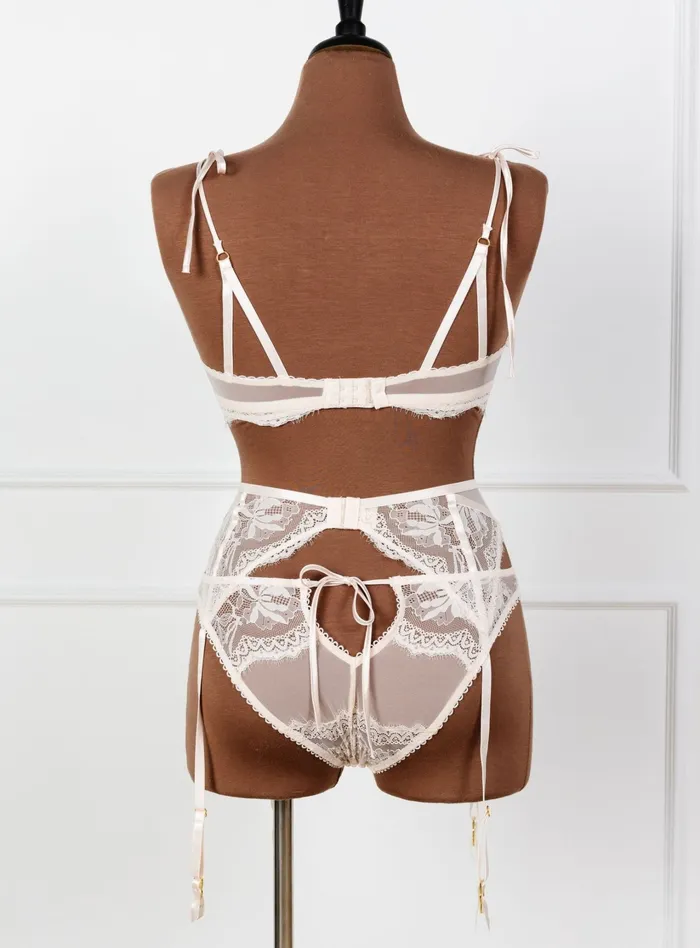 Mentionables Female Sex Toys Lace Mesh Button Panty Champagne