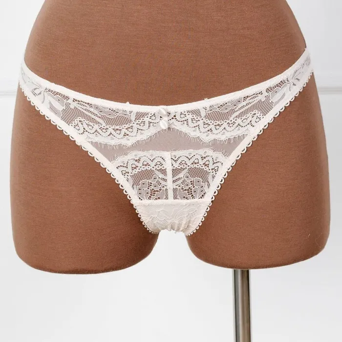 Mentionables Female Sex Toys Lace Mesh Button Panty Champagne