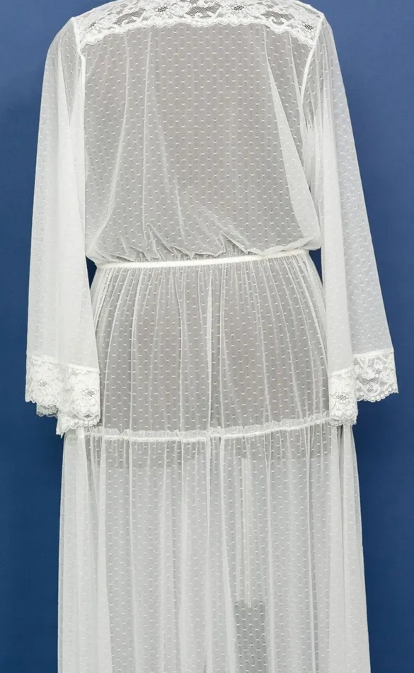 Mentionables Vibrators Lacy Dot Mesh Midi Robe Iridescent Cream