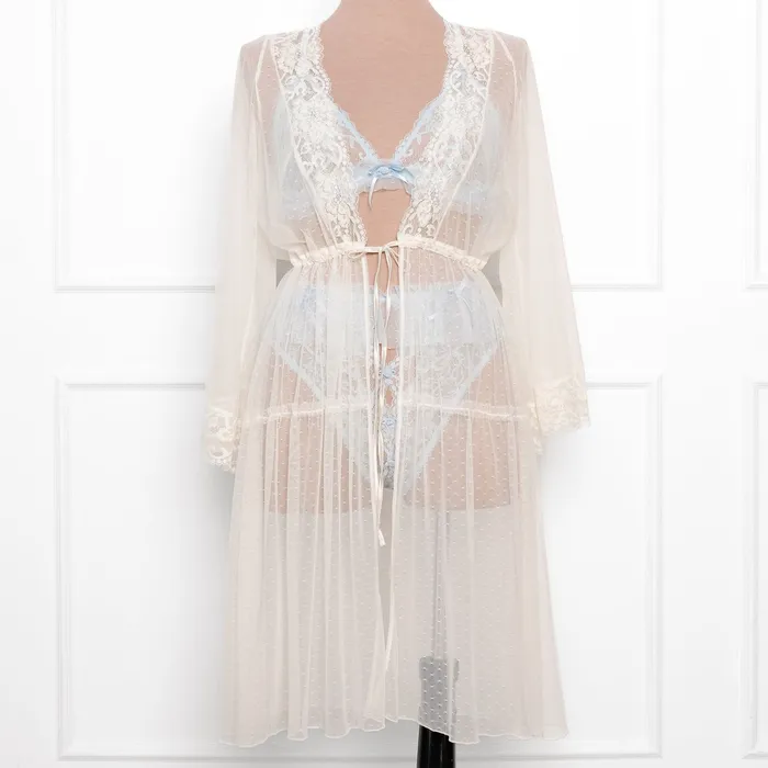 Mentionables Vibrators Lacy Dot Mesh Midi Robe Iridescent Cream