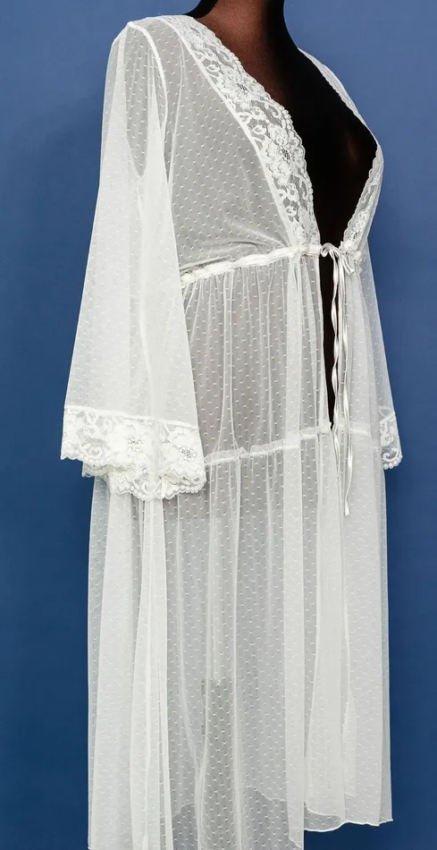 Mentionables Vibrators Lacy Dot Mesh Midi Robe Iridescent Cream