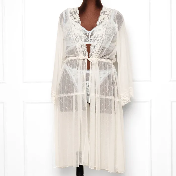 Mentionables Vibrators Lacy Dot Mesh Midi Robe Iridescent Cream