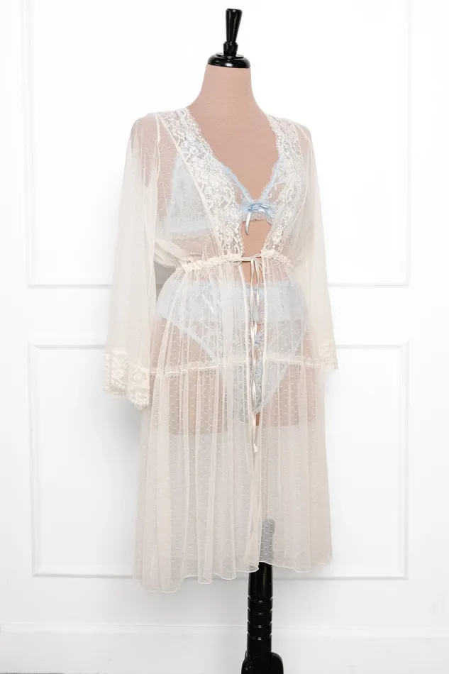 Mentionables Vibrators Lacy Dot Mesh Midi Robe Iridescent Cream