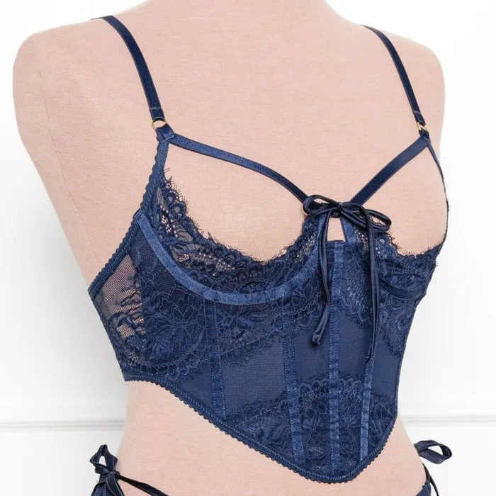 Mentionables Vibrators Lacy Underwire Cupless Corset Navy Mentionables Vibrators Lacy Underwire Cupless Corset Navy