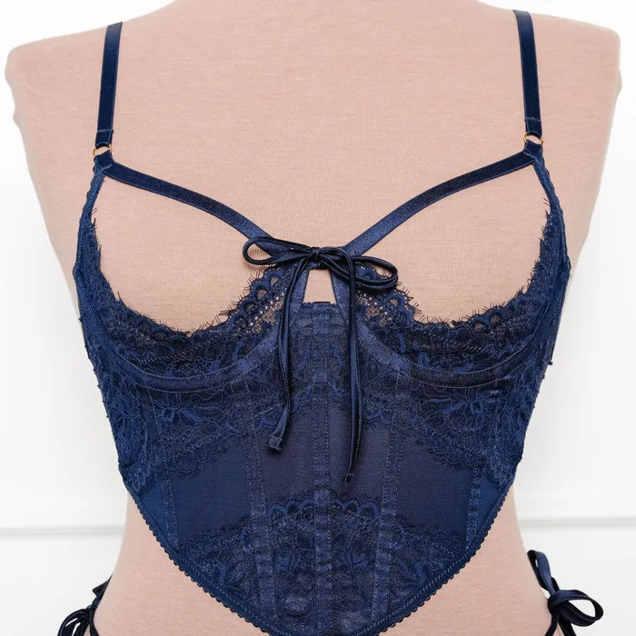 Mentionables Vibrators Lacy Underwire Cupless Corset Navy Mentionables Vibrators Lacy Underwire Cupless Corset Navy