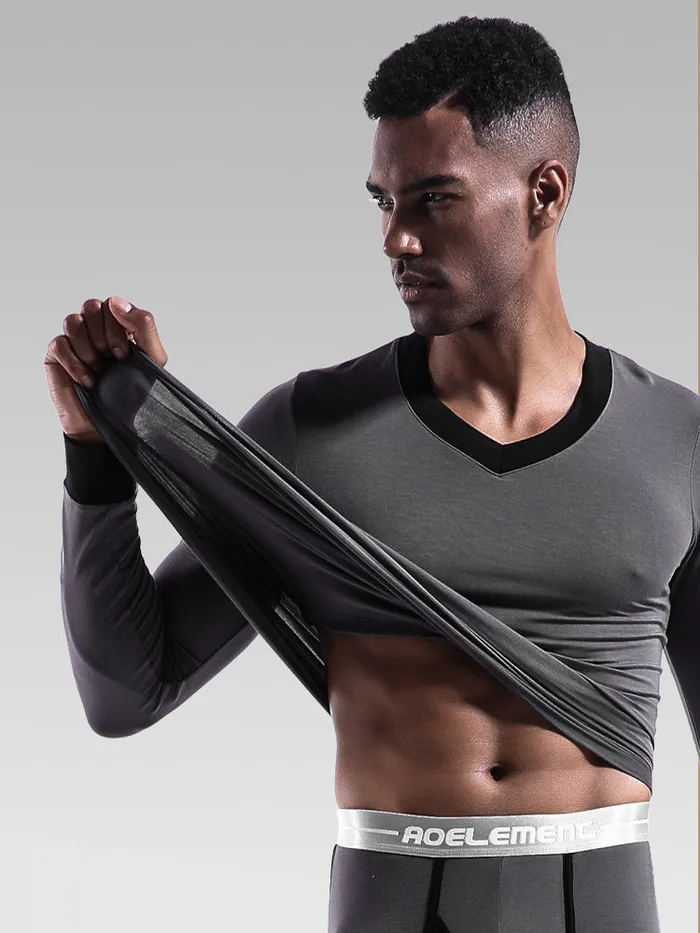 mysite Anal Mens Base Layers VNeck Thermal Shirt