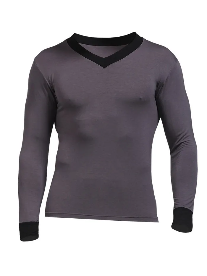 mysite Anal Mens Base Layers VNeck Thermal Shirt