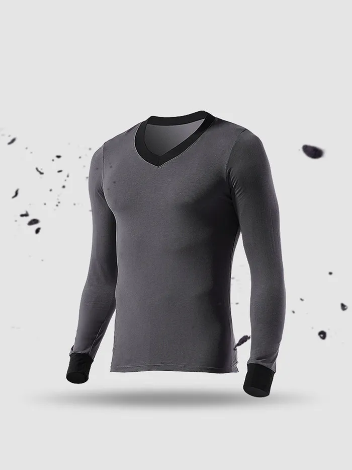 mysite Anal Mens Base Layers VNeck Thermal Shirt