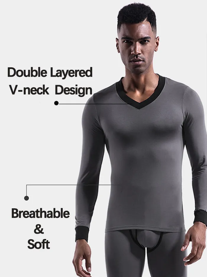 mysite Anal Mens Base Layers VNeck Thermal Shirt