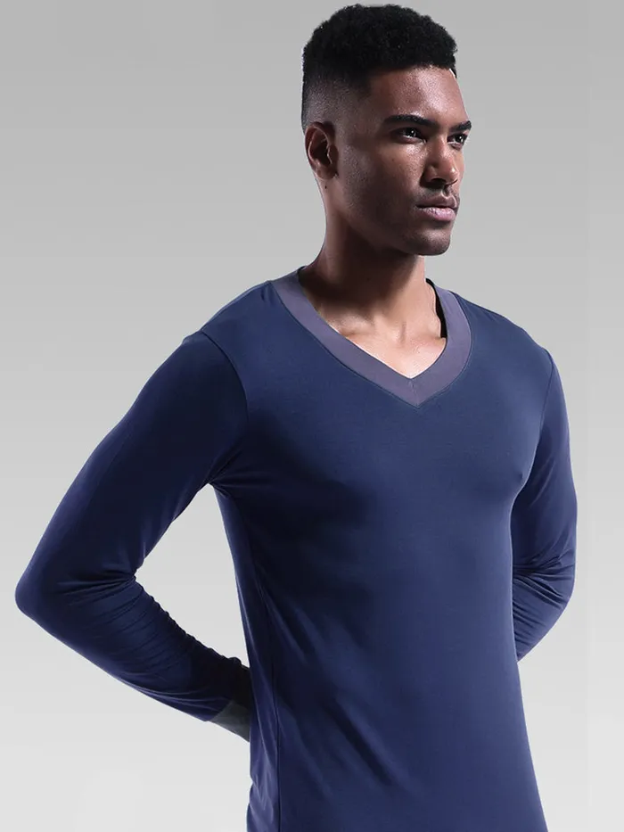 mysite Anal Mens Base Layers VNeck Thermal Shirt