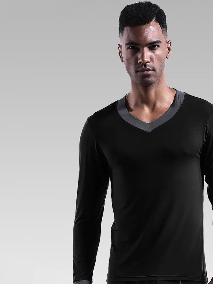 mysite Anal Mens Base Layers VNeck Thermal Shirt