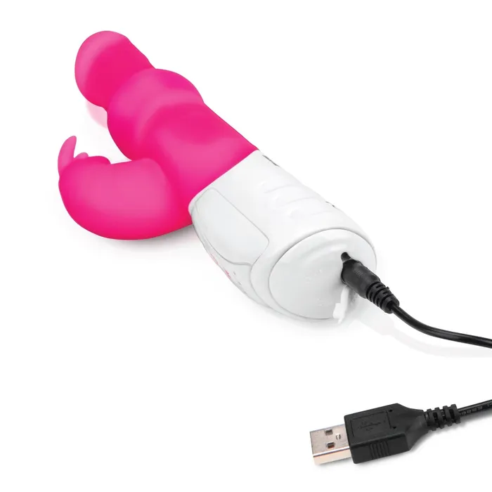 Rabbit Essentials Female Sex Toys Rabbit Essentials Beads Rabbit Vibrator With Rotating Shaft Hot Pink