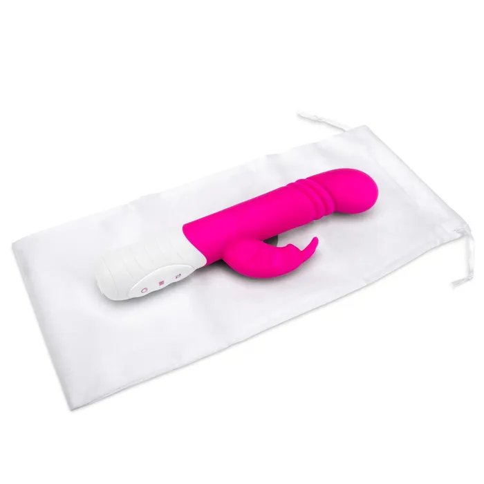 Rabbit Essentials Vibrators Rabbit Essentials Thrusting Slim Shaft Rabbit Vibrator With Thrusting Function Hot Pink