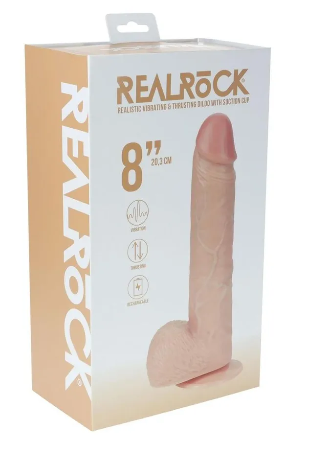 Real Rock Female Sex Toys Realrock Vibrating and Thrusting Cock with Balls Regular Straight