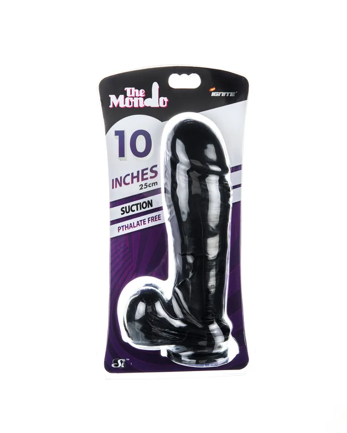 SI Novelties Dildos SI30311 10in THICK COCK WBALLS SUCTIONBLACK