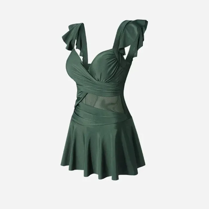 Sinderella Male Sex Toys Solid Color Flare Swim Dress With Mesh Waist By Sinderella Sinderella Male Sex Toys Solid Color Flare Swim Dress With Mesh Waist By Sinderella