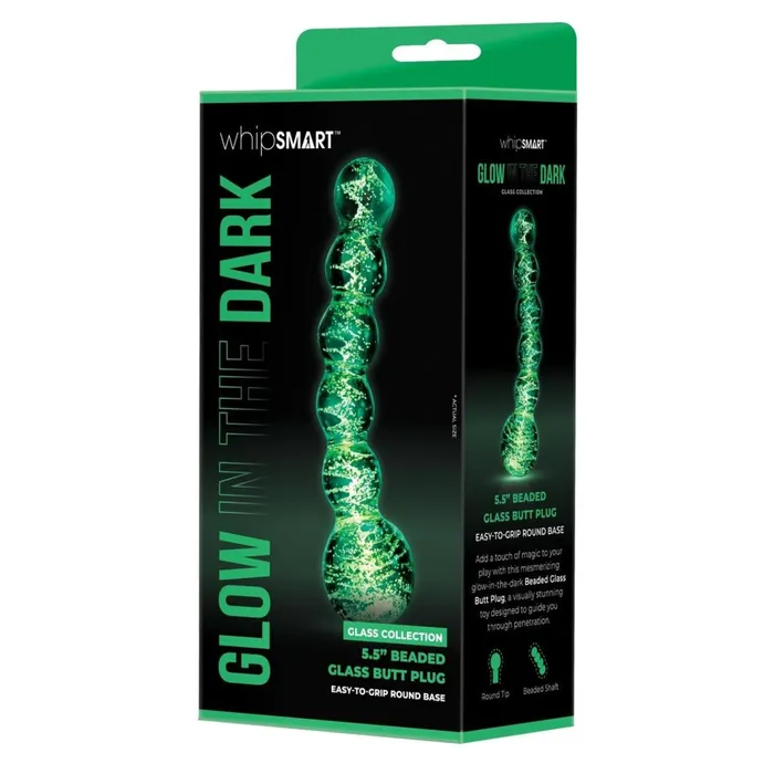 Whipsmart Whipsmart Glow In The Dark Glass Beaded Butt Plug 55 Inch Anal