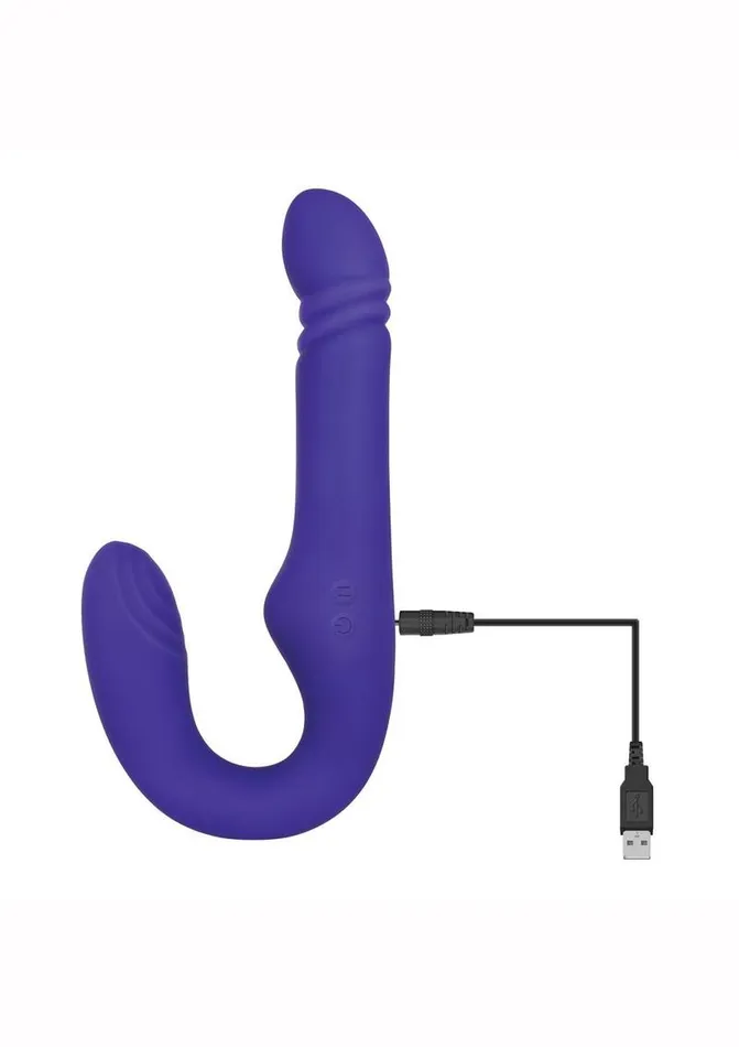 Adam and Eve Female Sex Toys Adam and Eve Eves Ultimate Thrusting Strapless StrapOn Rechargeable Silicone Dong