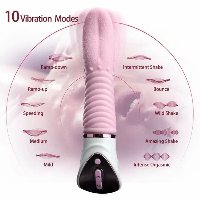 ADLTOYFUN Female Sex Toys 10 Vibration Modes Soft Clitoral Tongue Vibrator