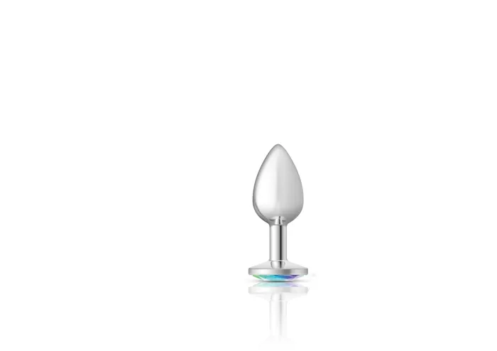 Anal Viben Cheeky CharmsSilver Metal Butt Plug RoundClearSmall