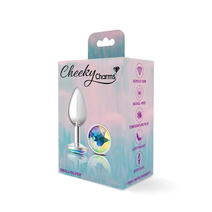 Anal Viben Cheeky CharmsSilver Metal Butt Plug RoundClearSmall Anal Viben Cheeky CharmsSilver Metal Butt Plug RoundClearSmall