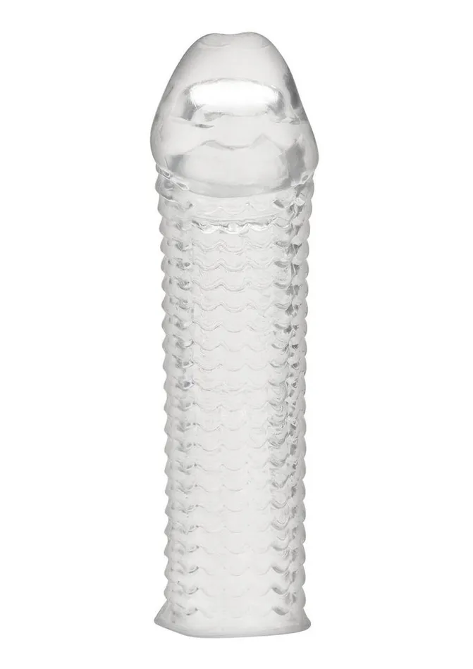 Blue Line CandB Gear Male Sex Toys Blue Line Clear Textured Penis Enhancing Sleeve Extension