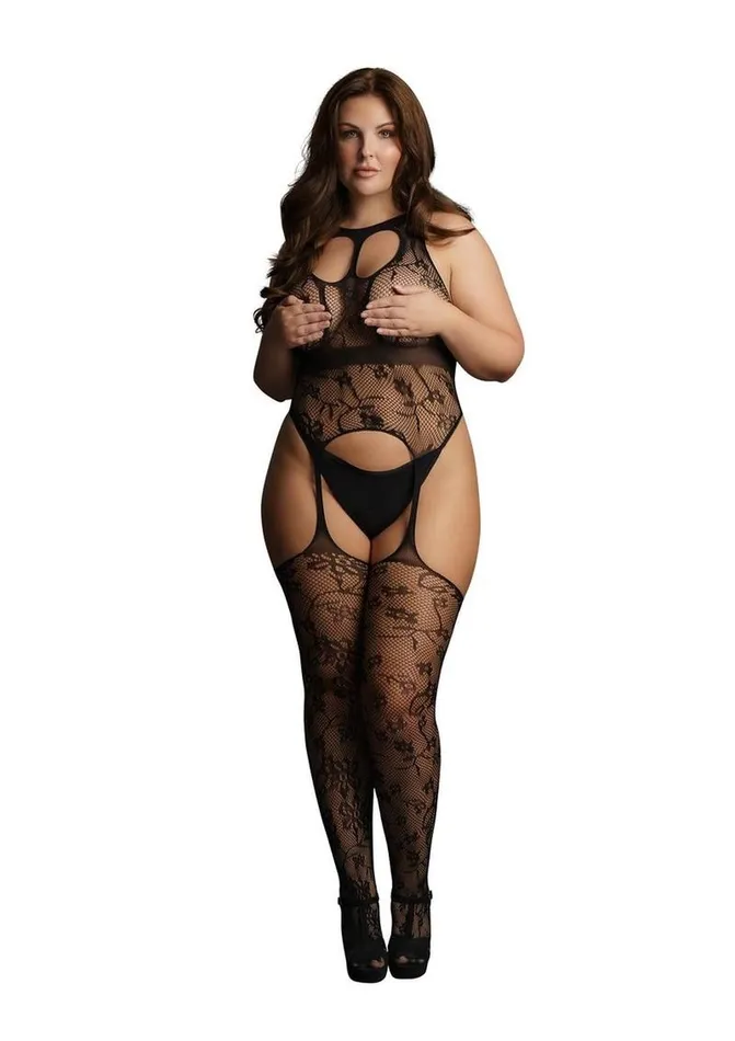 Bodystockings Playsuits Le Desir Le Desir Lace Suspender Bodystocking with Round Neck Bodystockings Playsuits Le Desir Le Desir Lace Suspender Bodystocking with Round Neck