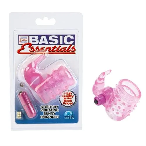 CalExotics Vibrators Basic Essentials Stretchy Vibrating Bunny Enhancer Pink