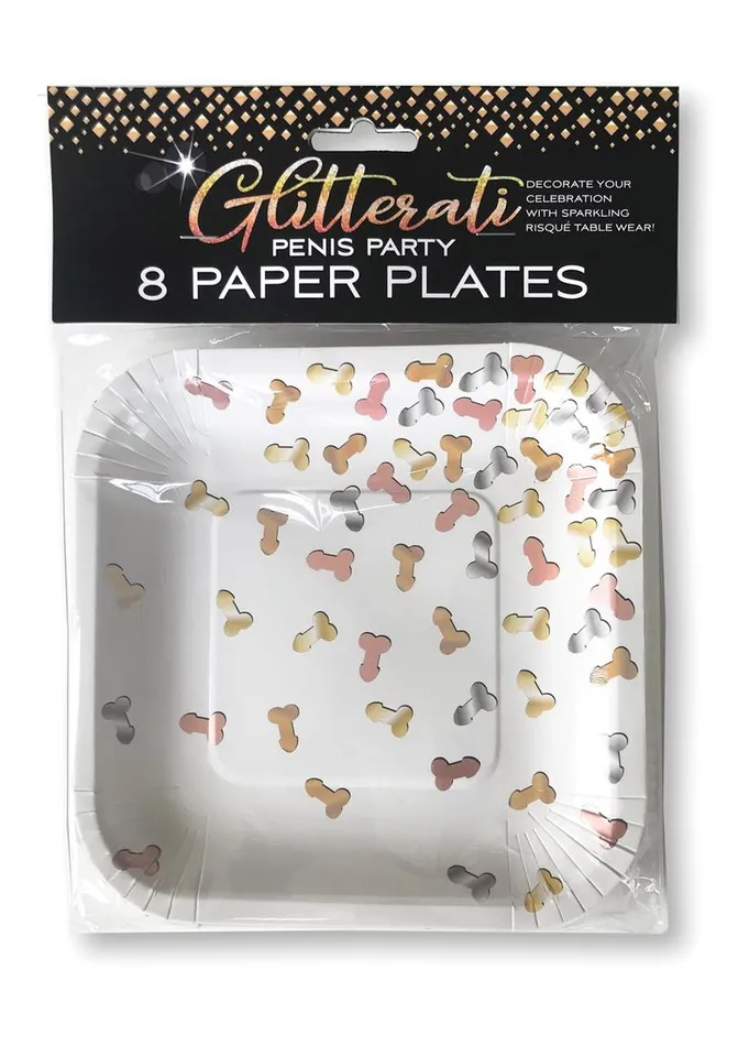 Candyprints Party Male Sex Toys Glitterati Penis Party Paper Plates