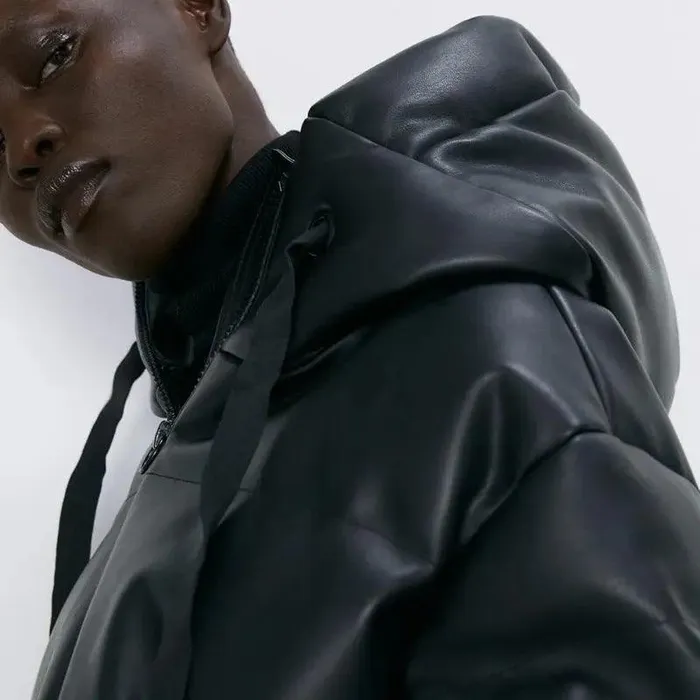 cj Restraints Womens winter hooded leather jacket