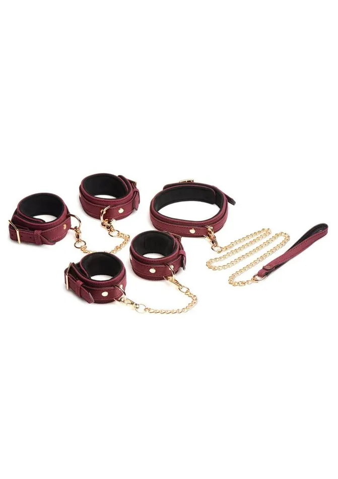 Couples Master Series Velvet Bondage Set Cuffs Collar and Leash Master Series Couples Master Series Velvet Bondage Set Cuffs Collar and Leash Master Series
