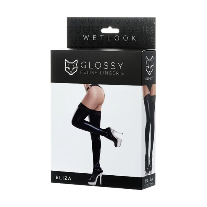 Couples The Toolshed AU Glossy Wetlook Stockings w Lace Insert Eliza