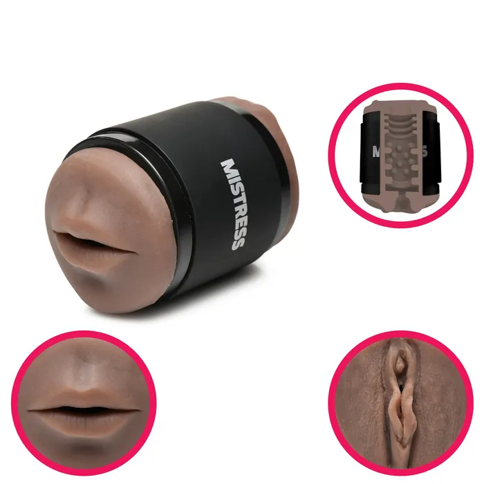 Curve Toys Male Sex Toys Mistress Double Shot Mouth and Pussy Stroker Dark