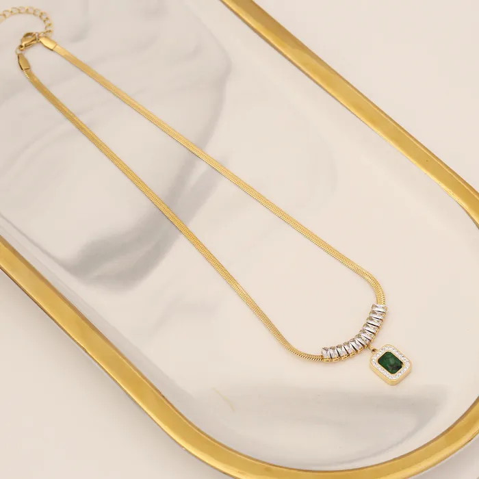 Diamond Emerald Zircon Necklace Stainless Steel Jewelry cj Dildos