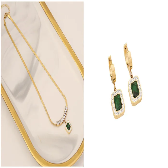 Diamond Emerald Zircon Necklace Stainless Steel Jewelry cj Dildos