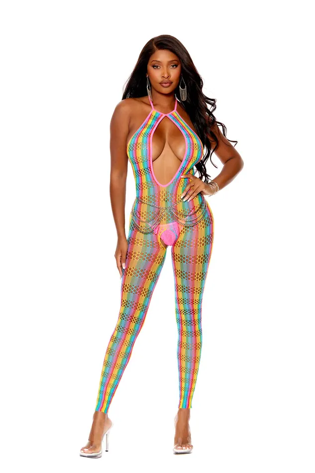 Elegant Moments Deep v Bodystocking One Size Multicolor Bodystockings Playsuits Elegant Moments Deep v Bodystocking One Size Multicolor Bodystockings Playsuits