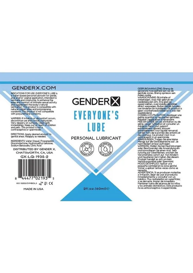 Gender X Gender X Everyones Lube Water Based Lubricant Anal