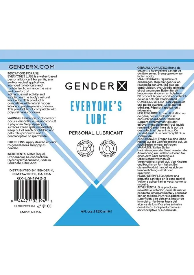 Gender X Gender X Everyones Lube Water Based Lubricant Anal