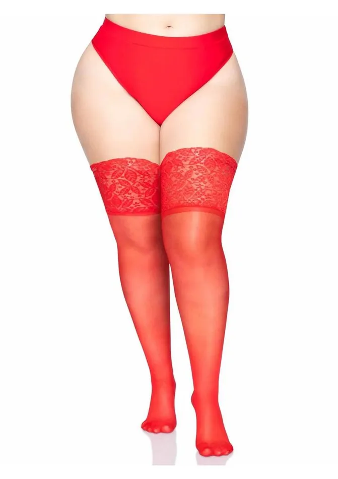 Leg Avenue Leg Avenue Lycra Sheer Stay Up Thigh High with 5in Silicone Lace Top Female Sex Toys Leg Avenue Leg Avenue Lycra Sheer Stay Up Thigh High with 5in Silicone Lace Top Female Sex Toys