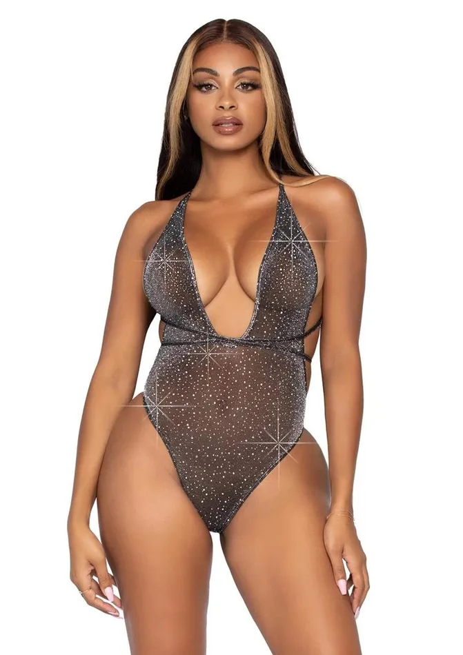 Leg Avenue Leg Avenue Shimmer Sheer Lurex Rhinestone Bodysuit with Thong Back and Convertible WrapAround Straps Teddies And Bodies Leg Avenue Leg Avenue Shimmer Sheer Lurex Rhinestone Bodysuit with Thong Back and Convertible WrapAround Straps Teddies And Bodies