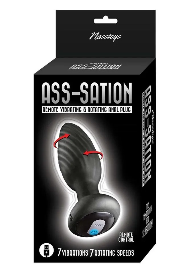 Male Sex Toys AssSation AssSation Remote Vibrating and Rotating Rechargeable Silicone Anal Plug