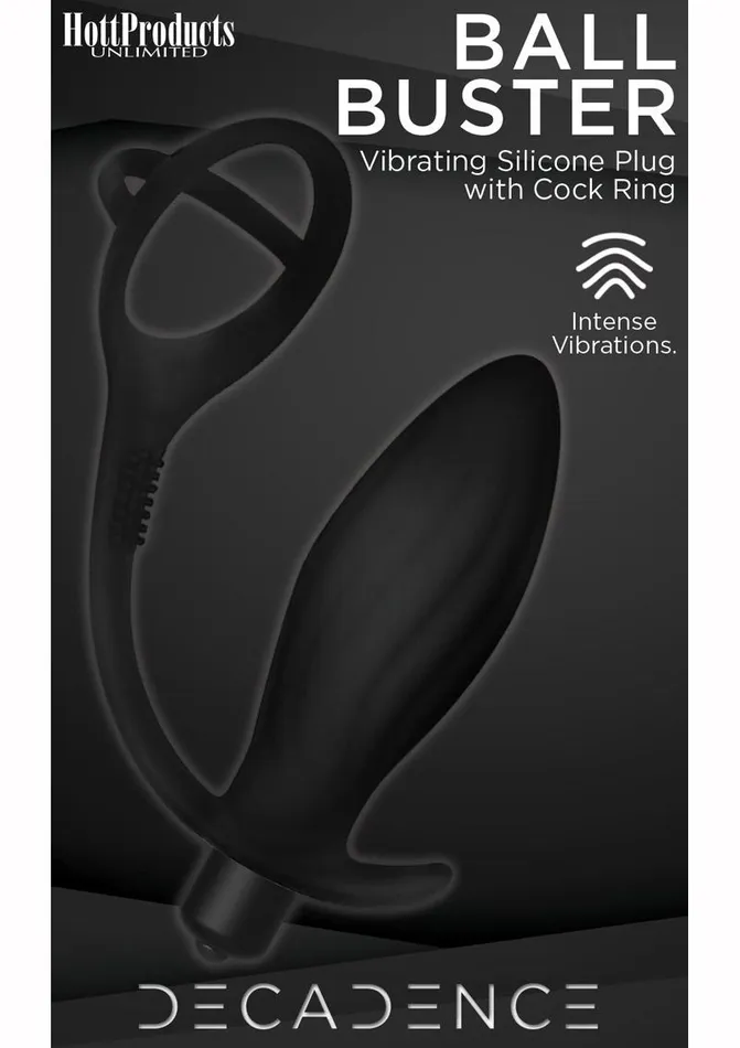 Male Sex Toys Decadence Decadence Ball Buster Silicone Vibrating Butt Plug with Cock Ring
