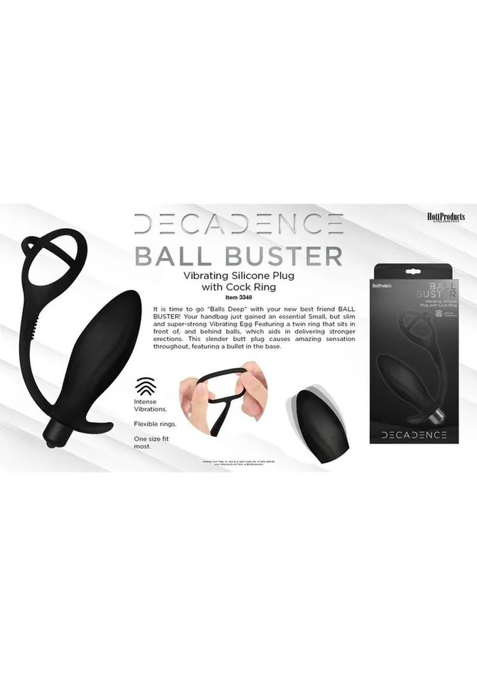 Male Sex Toys Decadence Decadence Ball Buster Silicone Vibrating Butt Plug with Cock Ring