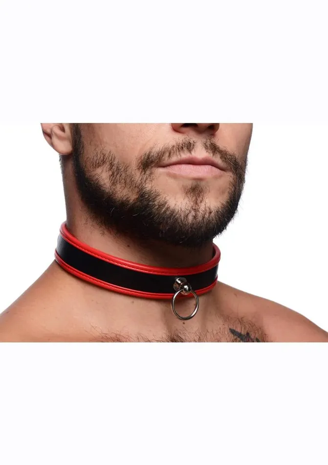 Master Series Black and Red Collar with ORing Master Series Male Sex Toys