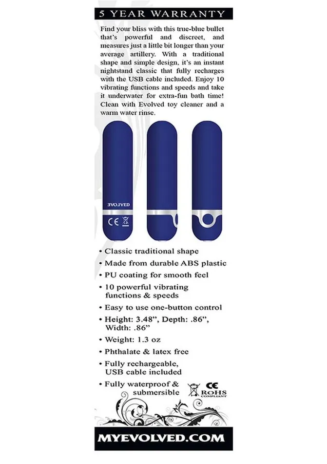 My Blue Heaven Rechargeable Bullet Evolved Vibrators