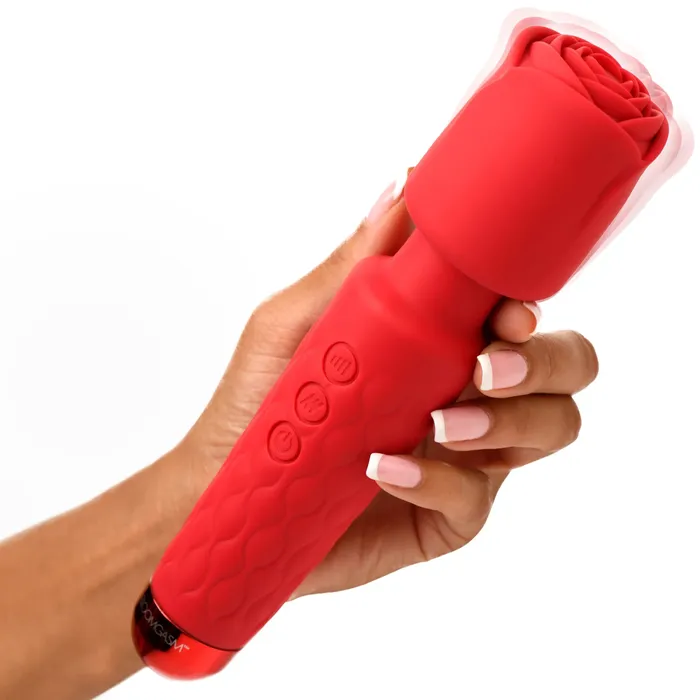 Pleasure Rose 10x Silicone Wand With Rose Attachment Red XR Brands inmi Vibrators Pleasure Rose 10x Silicone Wand With Rose Attachment Red XR Brands inmi Vibrators