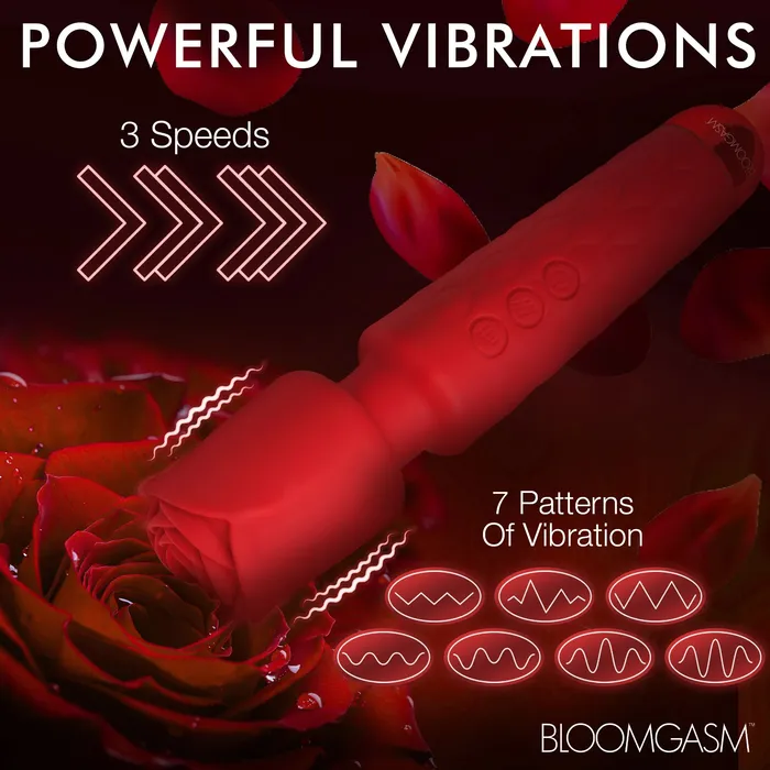 Pleasure Rose 10x Silicone Wand With Rose Attachment Red XR Brands inmi Vibrators Pleasure Rose 10x Silicone Wand With Rose Attachment Red XR Brands inmi Vibrators