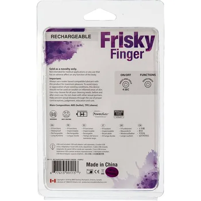 PowerBullet Vibrators Frisky Finger Rechargeable Purple